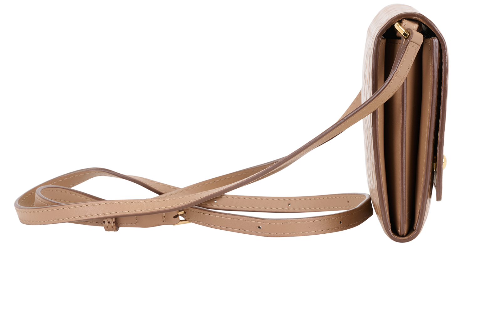 TB Embossed Wallet On Chain, &pound;320, Handbags, Beige, Leather, Side view